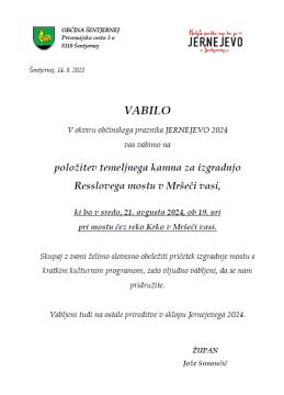 Položitev temeljnega kamna za izgradnjo Resslovega mostu v Mršeči vasi